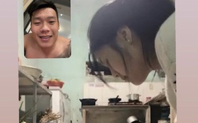 Tết xa nhà, Thành Chung gọi video xem bạn gái gói bánh chưng