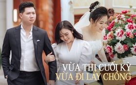 Cô dâu vừa làm đám cưới vừa thi cuối kỳ, còn giục giáo viên: "Cô tải đề nhanh cho em đi lấy chồng"