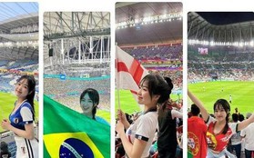 Hot girl Việt Nam sang Qatar xem World Cup 2022, cứ mặc áo đội nào là đội đó về nước