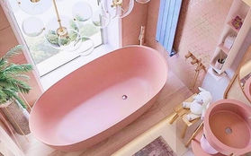 Thiết kế phòng tắm với tone hồng bắt mắt nữ tính
