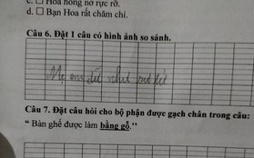 Được yêu cầu ĐẶT CÂU có hình ảnh so sánh, học sinh tiểu học viết ngay 6 từ, cô giáo đọc xong hốt hoảng: Đừng để mẹ thấy!