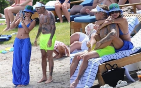 Hailey khoe dáng nuột nà với bikini, âu yếm Justin Bieber trên bãi biển