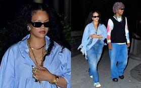Rihanna đeo trang sức đắt tiền đi chơi đêm cùng bạn trai sau khi sinh con