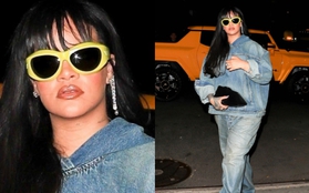 Ca sĩ Rihanna diện đồ denim khỏe khoắn đi chơi đêm cùng bạn bè