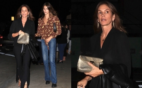 Cindy Crawford đẹp hút mắt khi đi ăn tối cùng con gái cưng