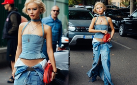 "Cô Em Trendy" Khánh Linh mặc đồ tái chế tại Tuần lễ Thời trang Quốc tế Milan
