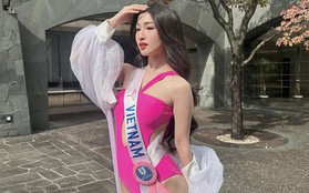 Phương Nhi tiết chế mặc hở ở Hoa hậu Quốc tế