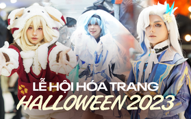 Đội mưa check-in tại lễ hội hoá trang Halloween 2023, nhiều người còn được mẹ "hộ tống" đến sự kiện