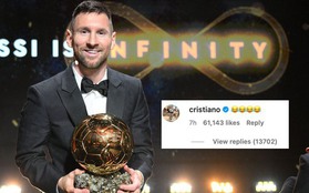 Ronaldo tương tác với bài đăng mỉa mai Messi nhận Quả bóng vàng