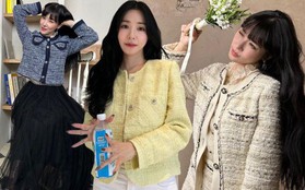 Tham khảo Tiffany Young cách diện áo khoác vải tweed đẹp suốt mùa lễ hội