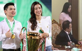 Chủ tịch CLB Hà Nội hé lộ hình ảnh Hoa hậu Đỗ Mỹ Linh mặt mộc, 3h sáng vẫn hỗ trợ bố chồng công việc
