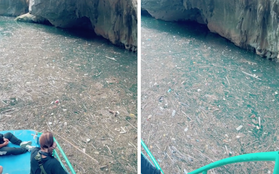 Cảnh tượng sông Nho Quế ngập rác lan truyền trên MXH khiến nhiều du khách lo lắng