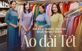 Nhiều cửa hàng may đo áo dài Tết năm nay ''kín lịch'' trước dịp lễ Giáng Sinh, khách Hàn, Nhật đặt đơn liên tục