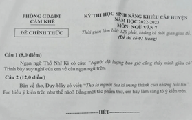 Đề Văn lớp 7 "khó như thi học sinh giỏi quốc gia", Phòng GD&ĐT lên tiếng