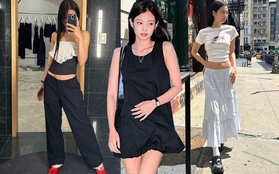 Outfit mùa thu của Jennie toàn đồ trắng đen nhưng biến hóa được theo 3 style