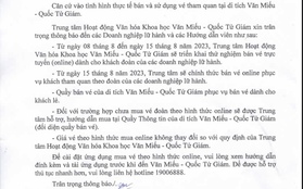 Văn Miếu - Quốc Tử Giám triển khai bán vé trực tuyến cho khách đoàn từ ngày 8/8/2023