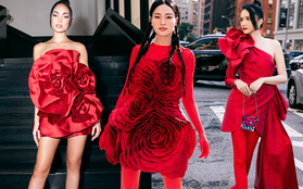 Dàn sao “phủ đỏ” show Đỗ Mạnh Cường tại New York Fashion Week: Lan Ngọc - Hương Giang đọ sắc cùng Miss Universe 2022