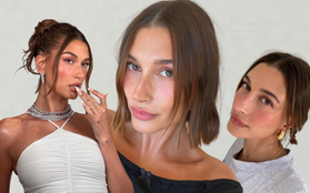 Hailey Bieber lại gây sốt với style makeup "dâu tây", 1 lần nữa khẳng định vị thế nữ hoàng tạo trend toàn cầu