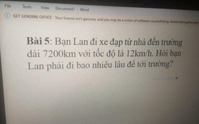 Bài toán tiểu học gây "sang chấn" nhất lúc này: Lan đi học quãng đường dài 7.200km với tốc độ 12km/h, bao lâu Lan đến trường?