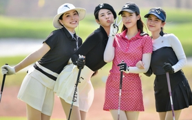 "Nàng dâu hào môn" Đỗ Mỹ Linh cùng dàn sao nữ V-biz khoe chân dài nuột nà trên sân golf nhà bầu Hiển