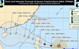 Bão Toraji gần Philippines mạnh lên nhanh chóng, di chuyển nhanh
