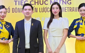 Hoa hậu Đỗ Mỹ Linh xinh đẹp sánh vai cùng Chủ tịch Hà Nội FC trong ngày vui của tập đoàn nghìn tỷ nhà chồng