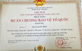 Chủ tịch nước truy tặng Huân chương Bảo vệ Tổ quốc hạng Ba cho 12 liệt sĩ