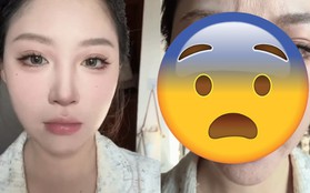 13 giây lật tẩy gương mặt thật sau lớp makeup Douyin, đúng là da chỉ đẹp khi còn trên mạng