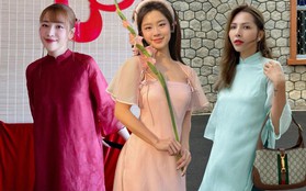 Mỹ nhân Việt diện áo dài local brand du xuân mùng 3 Tết: Người nhẹ nhàng với tông hồng, người ưu ái sắc xanh