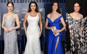 Thảm đỏ SAG: Selena Gomez o ép vòng 1 so kè Anne Hathaway - Emma Stone, sao gốc Việt lên đồ độc lạ tranh spotlight