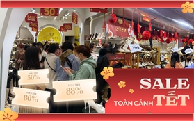 Toàn cảnh sale Tết: Phố thời trang bày hàng giảm giá la liệt dưới đất, giày dép - quần áo đồng giá chỉ từ 99k