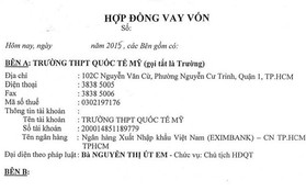 Phụ huynh tiết lộ hợp đồng cho trường quốc tế ở TP.HCM vay 2,6 tỷ đồng: Nội dung cụ thể bên trong có những gì?