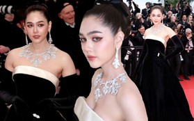 Chompoo Araya khoe thần thái sang chảnh chuẩn phu nhân tỷ phú trên thảm đỏ Cannes, bộ trang sức kim cương 83 tỷ đi kèm chiếm spotlight