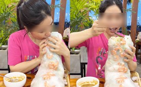 Cô gái mukbang chiếc gỏi cuốn hơn 4kg khiến dân mạng tranh cãi vì "mất hết tinh tuý ẩm thực"