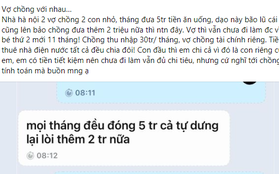 Xin chồng thêm 2 triệu tiền ăn vì sau bão giá cả tăng, vợ ở nhà chăm con nhỏ tủi thân vì bị hạch sách