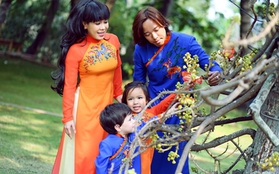 3 gia đình hạnh phúc của showbiz Việt rộn ràng diện áo dài đón Tết