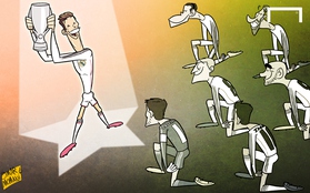 Ronaldo được "phong thánh" trong tranh biếm họa bóng đá thế giới tháng 8