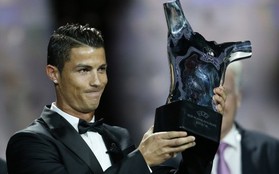 Ronaldo bảnh bao lên nhận giải "Cầu thủ xuất sắc nhất Châu Âu 2014"