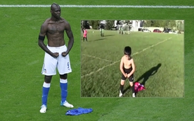 Nhóc 5 tuổi "khoe cơ bắp" như Balotelli