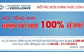 Học tiếng Anh cùng A.C.E – Nhận tài trợ 100% lệ phí thi IELTS