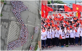 Hàng trăm Amser xếp hình bản đồ Việt Nam trong lễ bế giảng