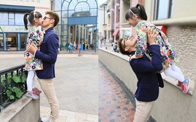 Cựu hot boy thể thao Trung Quốc ôm hôn con gái cực tình cảm trên phố
