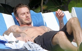 Beckham thảnh thơi cởi trần tắm nắng