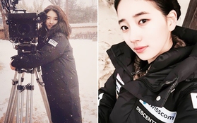 Suzy đẹp không tì vết trên phim trường đầy tuyết