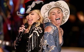 Miley "rách te tua", khiêu khích bên đàn chị Madonna