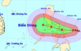 Đêm 8/12, bão Hagupit giật cấp 15 vào biển Đông