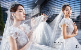 Trầm trồ với chiếc váy cưới đính 6890 viên đá quý trị giá 568 triệu của Hoa hậu ảnh Ngọc Nữ tại sự kiện