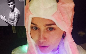 Miley Cyrus ghép hình chế nhạo Justin Bieber là phụ nữ