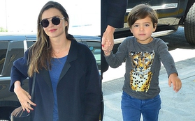 Miranda Kerr và bé Flynn xuất hiện sành điệu ở sân bay