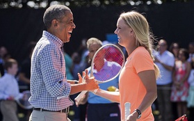 Tổng thống Obama so tài cùng tay vợt xinh đẹp Wozniacki